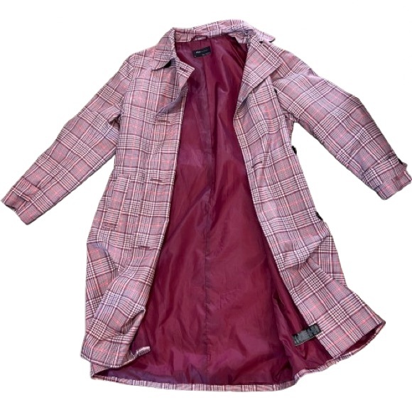 Trench Coat Plaid Belted Double Breasted Storm Flap M&S Collection Size 16 - Picture 10 of 11